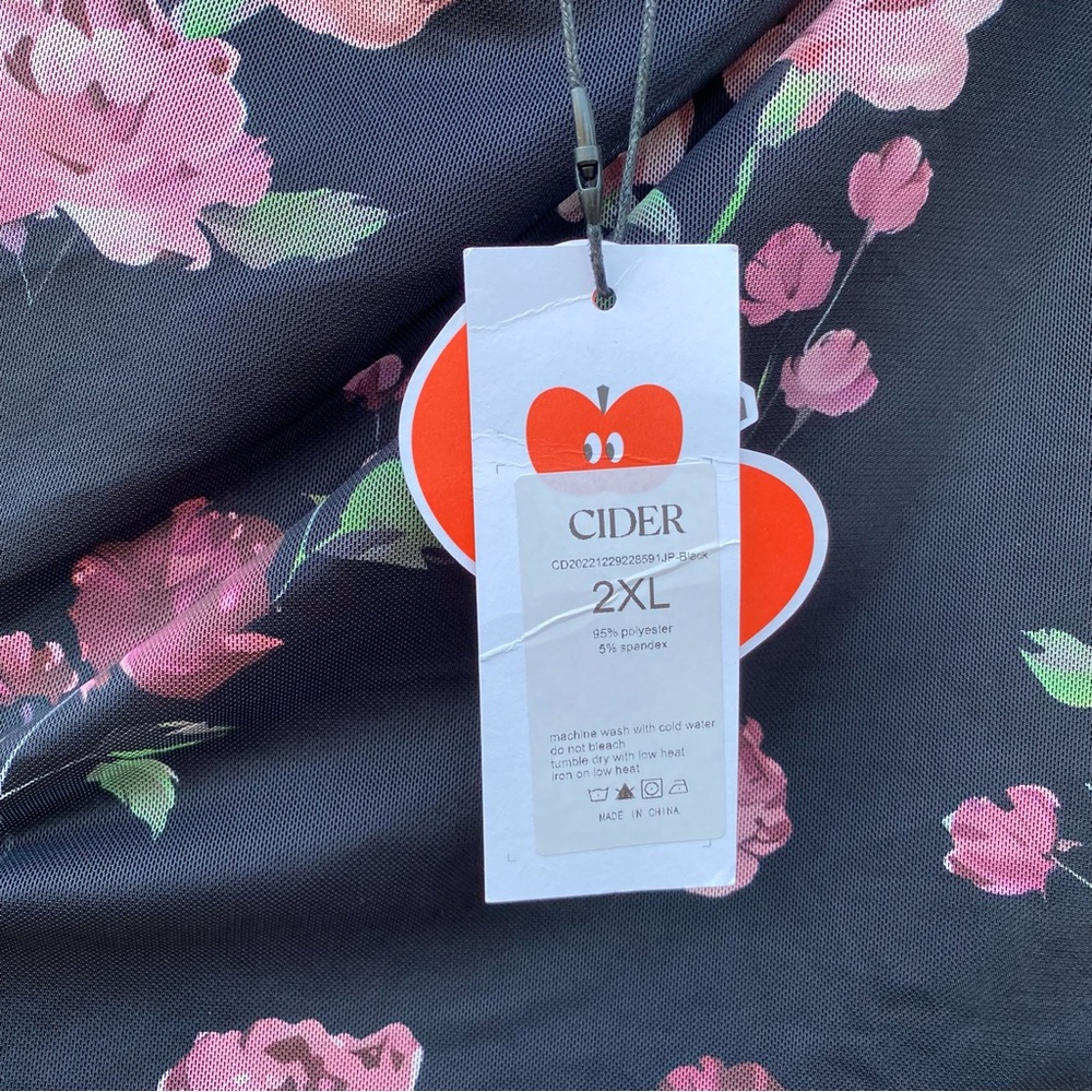 Cider Black Dress with Pink Floral Design - Picture 5 of 5